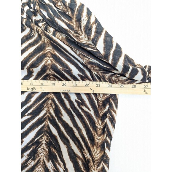 CALVIN KLEIN Top Womens Size XL Tan Animal Print Zebra Statement Sleeves Shirt - Picture 11 of 12